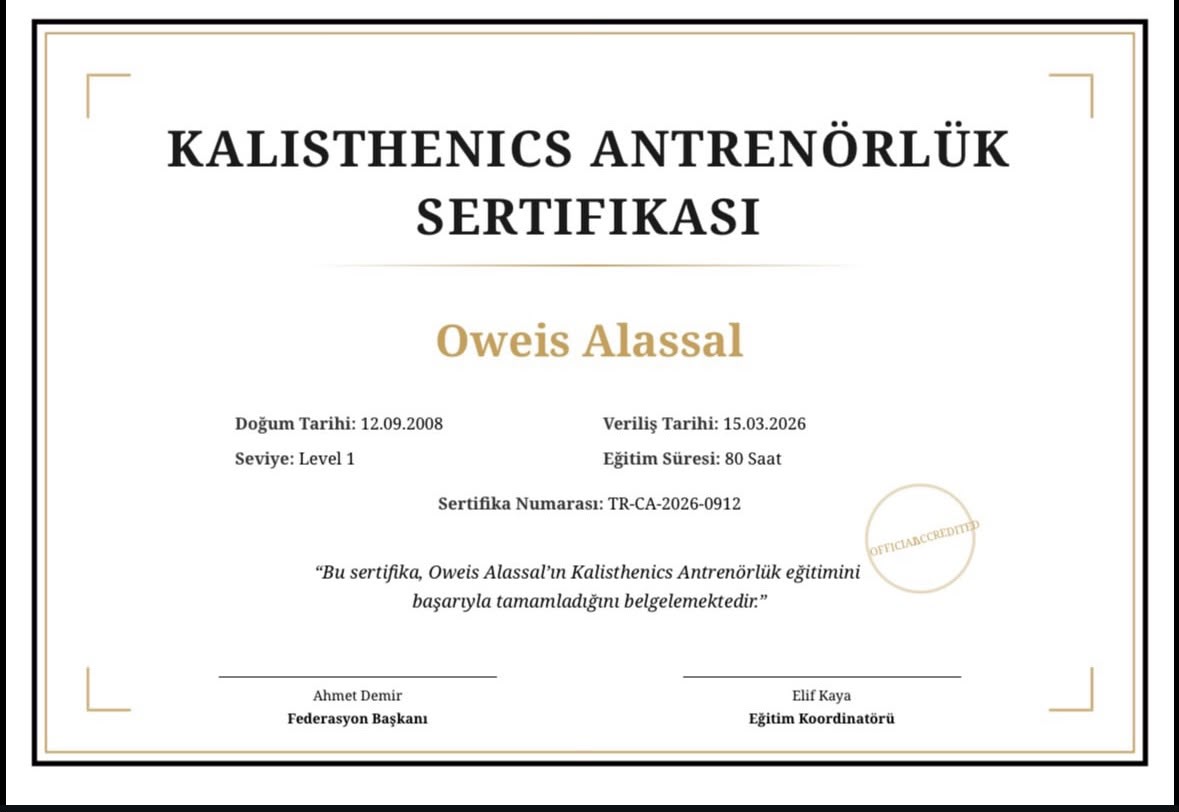 Kalisthenics Antrenörlük Sertifikası - Oweis Alassal